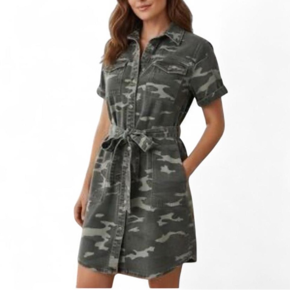 Indigo Thread Co Camo Cotton Utility Dress Sz 1X NWOT
